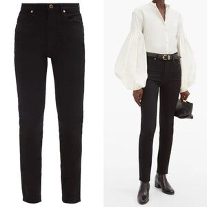 Khaite Vanessa High Rise Slim Straight Jeans Women 25 Black Wash